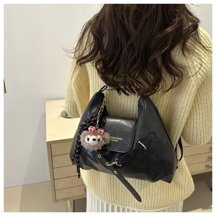 Brown Leather Women's Tote Bag with Metal Buckle — feature 18