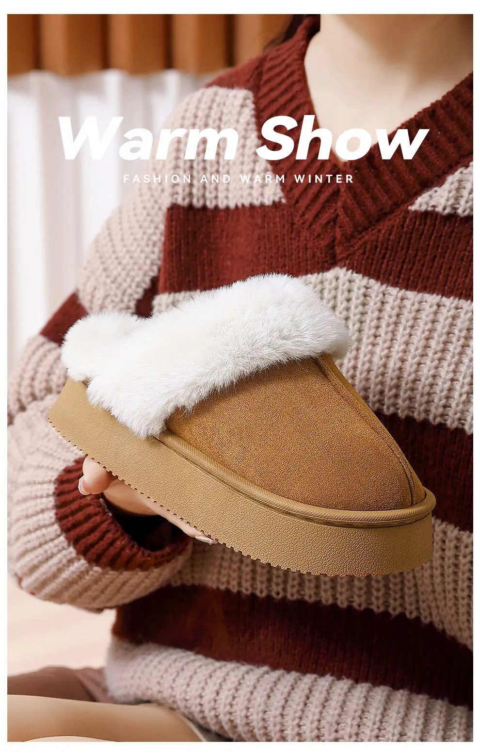 Boken Cotton Slippers for Women Winter New Indoor Home Plush Thick-Soled Warm Birkenstock Slippers Outer Wear Cotton Shoes Wholesale — feature 13