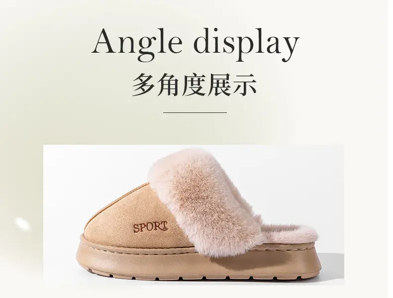 Cotton Winter Slippers Women Pink Warm Indoor — feature 14