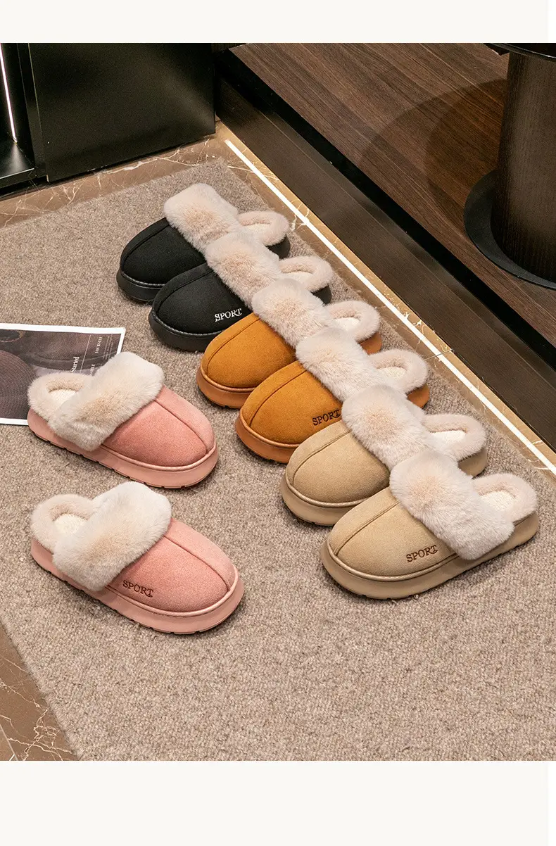 Cotton Winter Slippers Women Pink Warm Indoor — feature 21