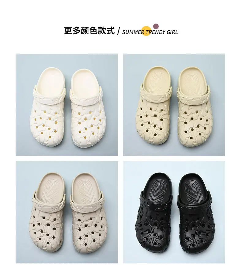 Women's summer high-rise non-slip breathable slippers wear non-smelly feet beach EVA non-slip wear-resistant hole shoes — feature 8