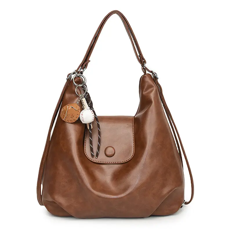 Women's Retro Brown Shoulder Bag with Long Strap - Image 8