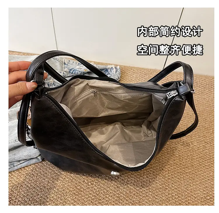 Women's Retro Brown Shoulder Bag with Long Strap — feature 10
