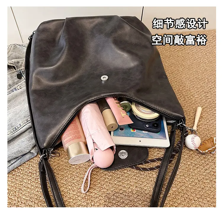 Women's Retro Brown Shoulder Bag with Long Strap — feature 11