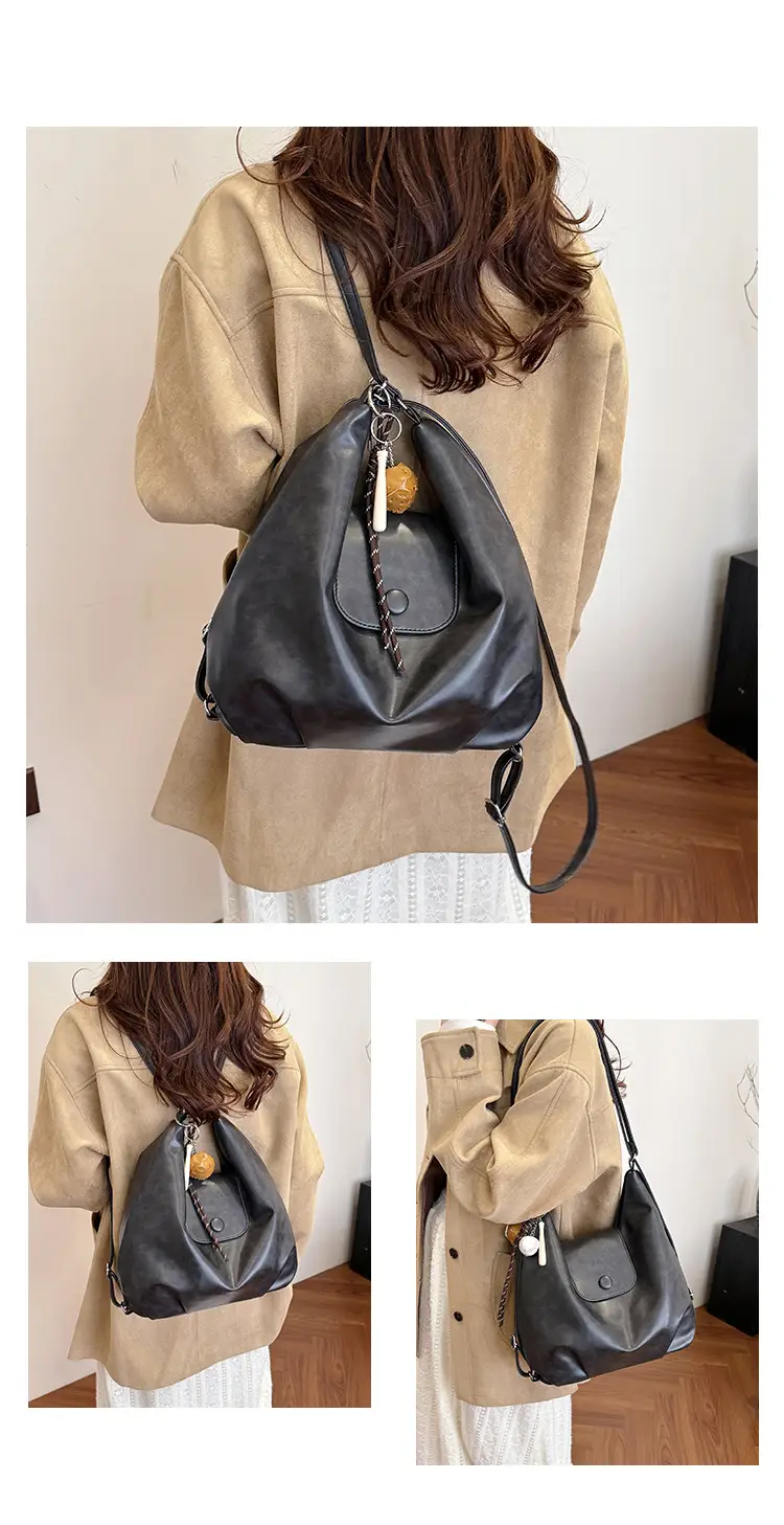 Women's Retro Brown Shoulder Bag with Long Strap — feature 15