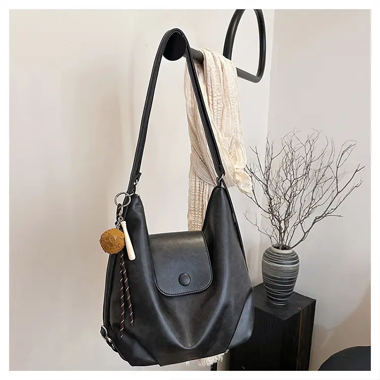 Women's Retro Brown Shoulder Bag with Long Strap — feature 21