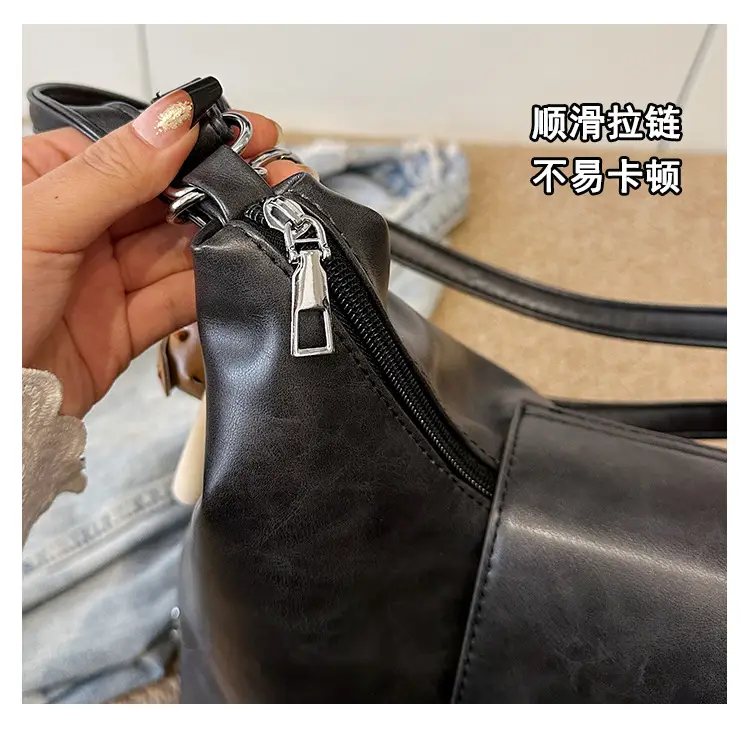 Women's Retro Brown Shoulder Bag with Long Strap — feature 8