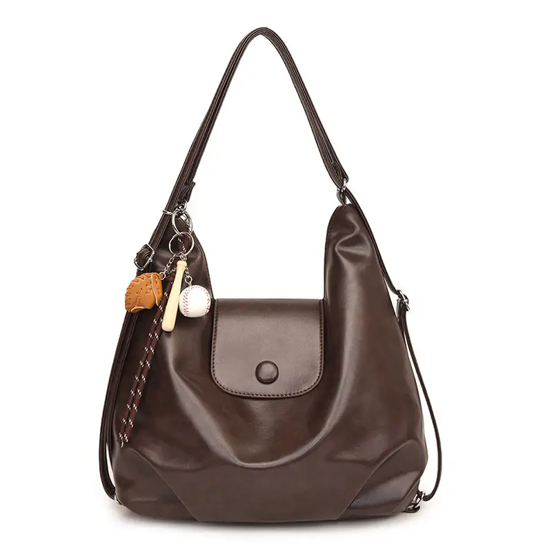 Women's Retro Brown Shoulder Bag with Long Strap - Image 2