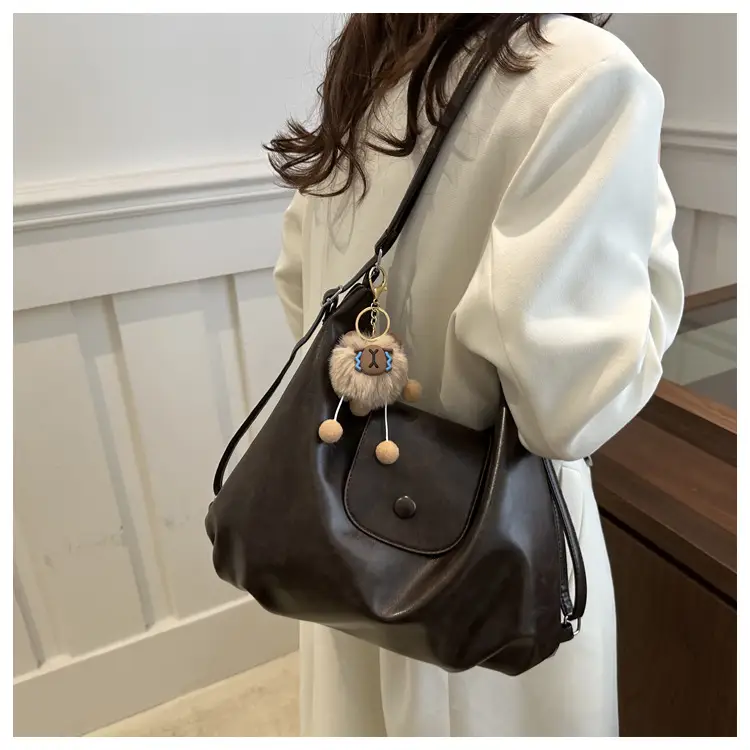 Women's Black Leather Tote Bag Large Capacity Lightweight Travel Backpack — feature 20