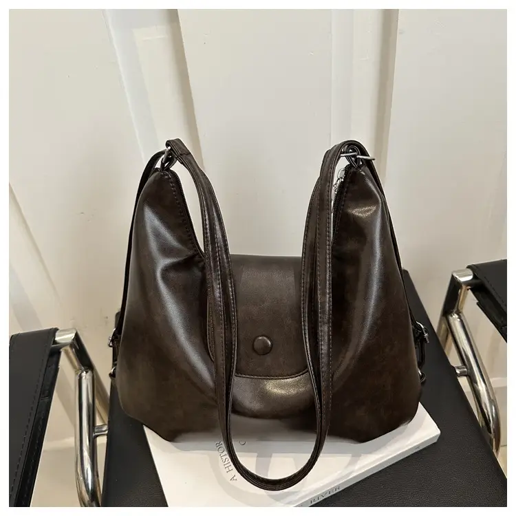Women's Black Leather Tote Bag Large Capacity Lightweight Travel Backpack — feature 47