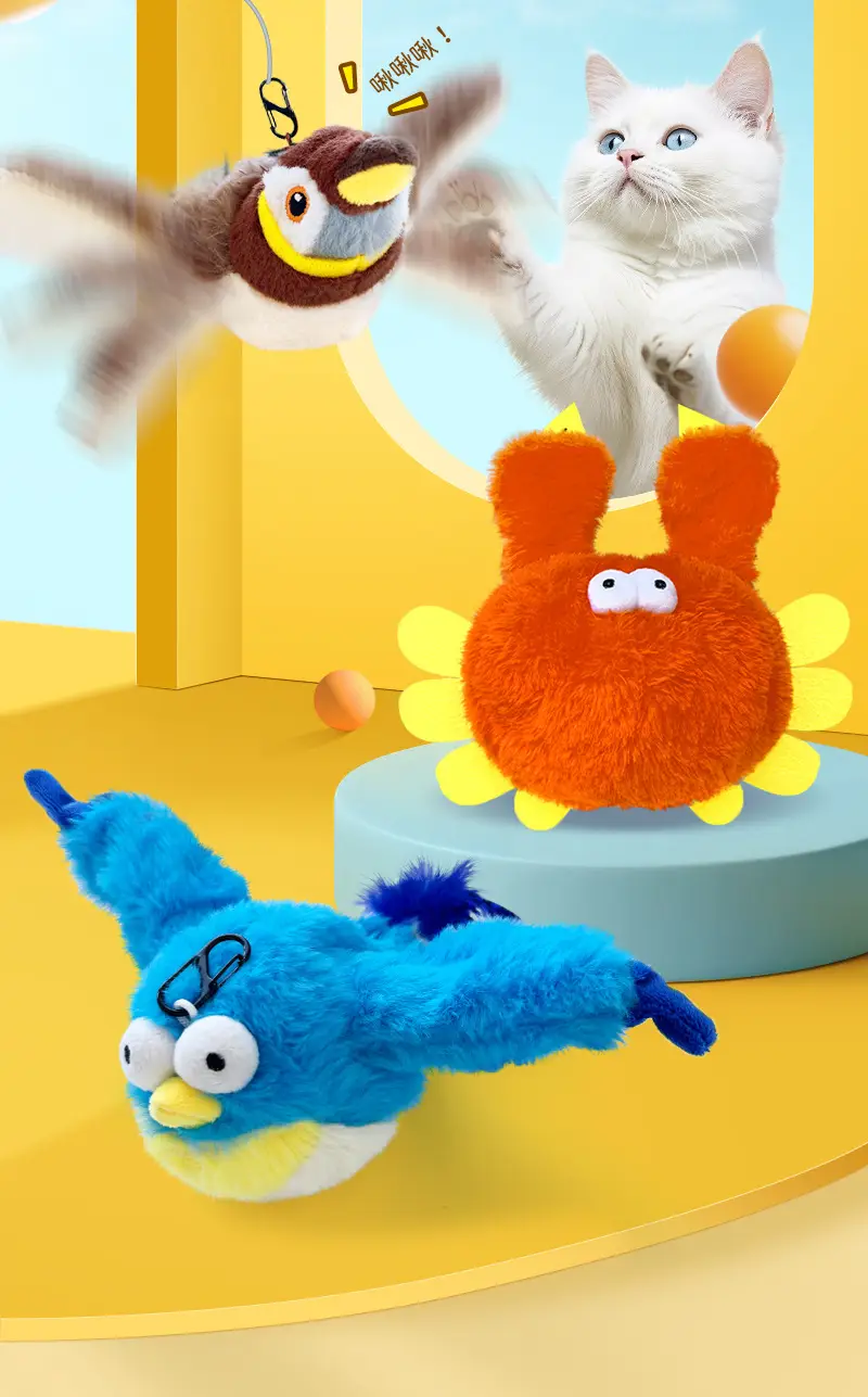 Pet Plush Bite Resistant Toy Flap Shake Bird Electric Cat Toy Dog Self-Hi Simulation Sparrow Cross-border Wholesale — feature 5