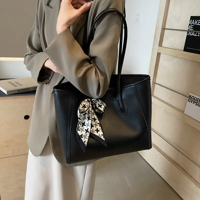 Women's Black Bow Tote Bag Large Capacity Easiest Match - Image 5