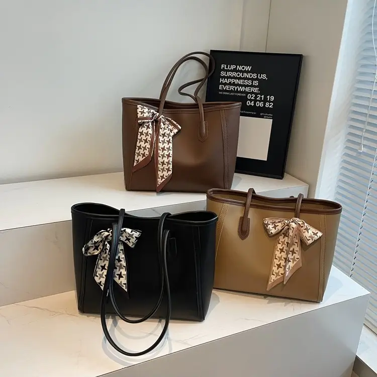 Women's Black Bow Tote Bag Large Capacity Easiest Match - Image 7