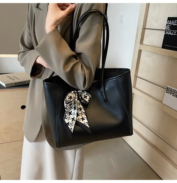 Women's Black Bow Tote Bag Large Capacity Easiest Match — feature 13