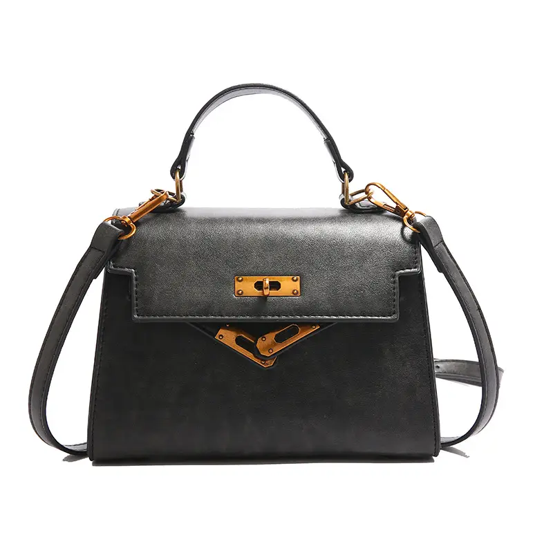 2024 Vintage Kelly Handbag Black Gold Shoulder Crossbody - Image 8