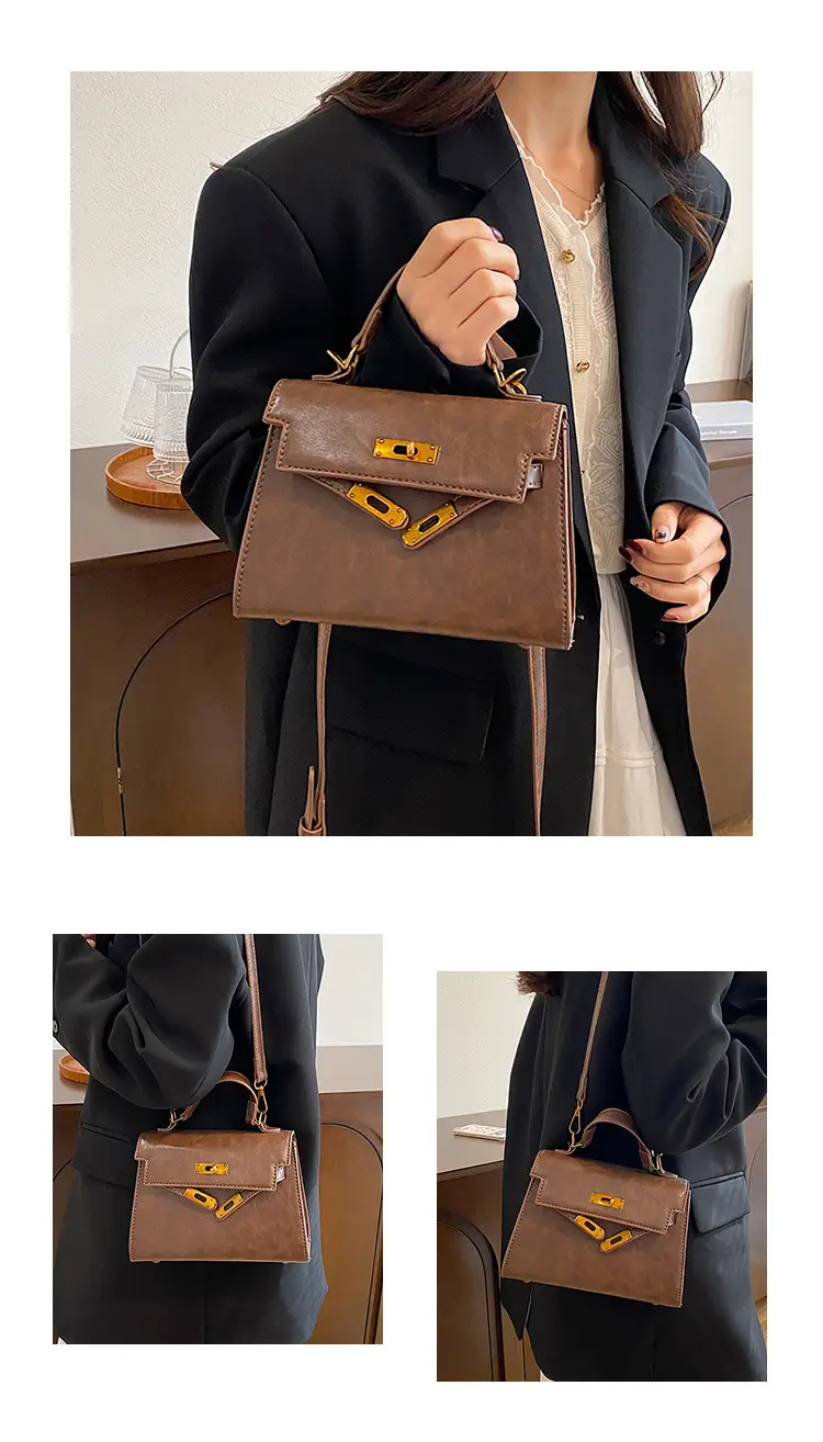 2024 Vintage Kelly Handbag Black Gold Shoulder Crossbody — feature 10