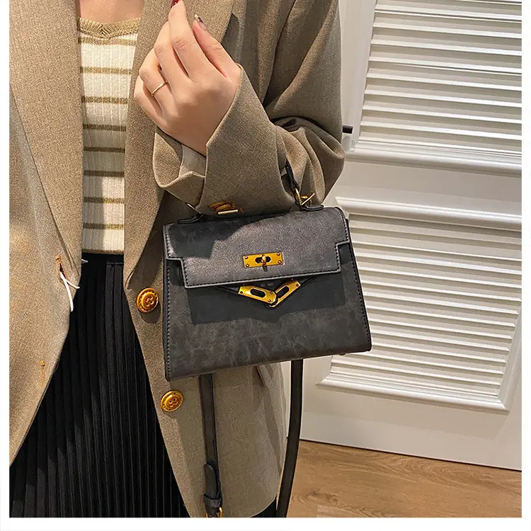 2024 Vintage Kelly Handbag Black Gold Shoulder Crossbody — feature 21