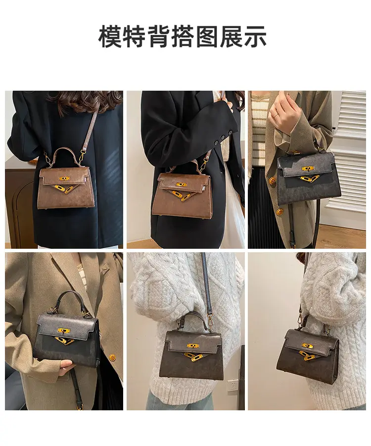 2024 Vintage Kelly Handbag Black Gold Shoulder Crossbody — feature 9