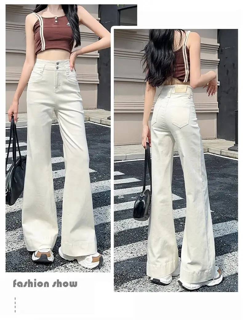 High Waist Slimming Micro-Lam Jeans White — feature 15