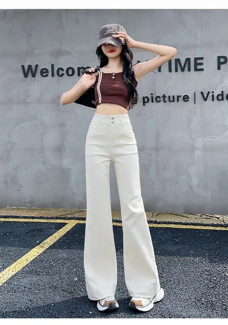 High Waist Slimming Micro-Lam Jeans White — feature 17