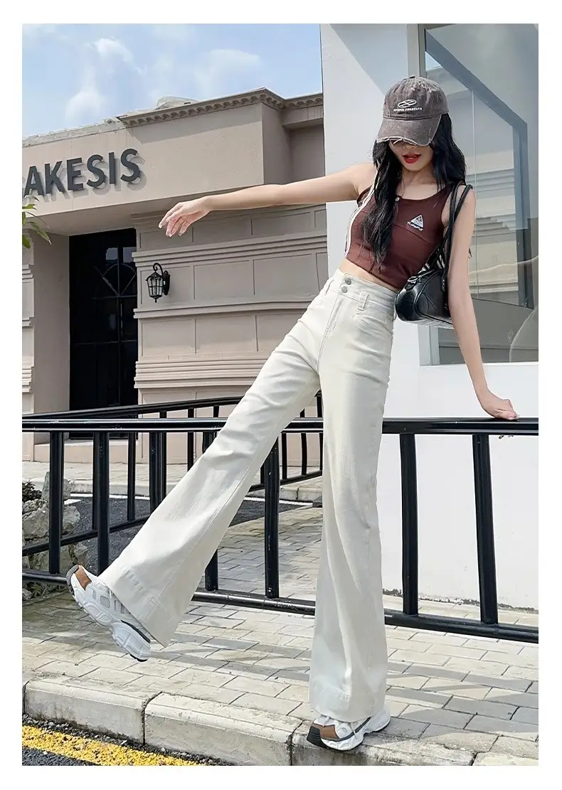 High Waist Slimming Micro-Lam Jeans White — feature 18