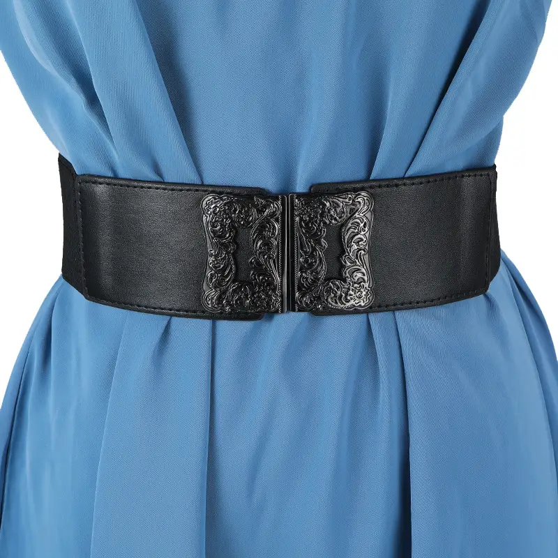 Women's Black Waist Belt with Decorative Seal — feature 46