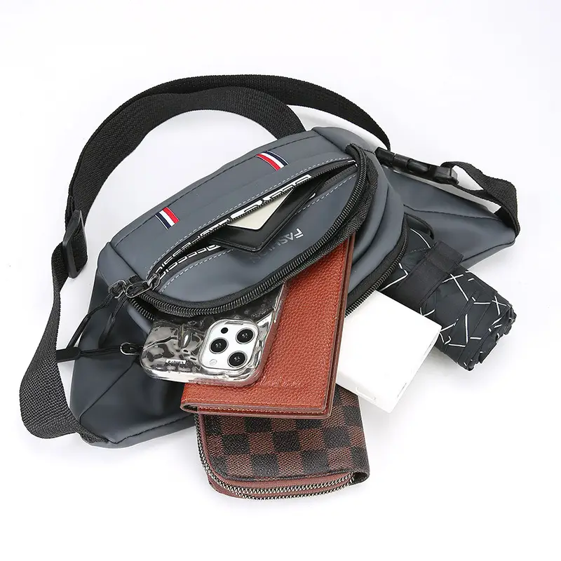 Men's Waterproof Oxford Waist Bag Black Korean Style - Image 9