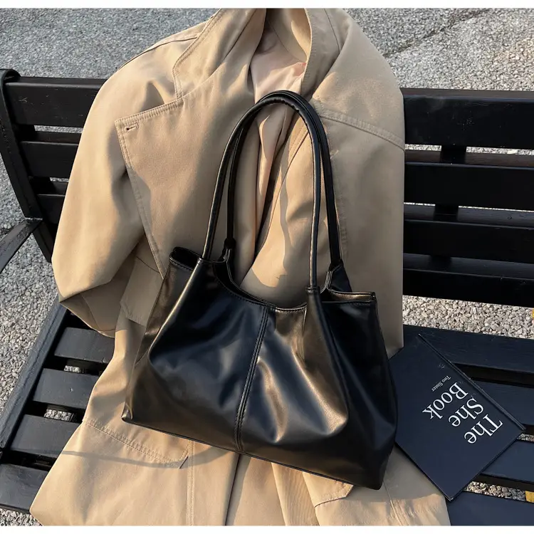 Black Leather Tote Bag for Daily Commute & School — feature 17