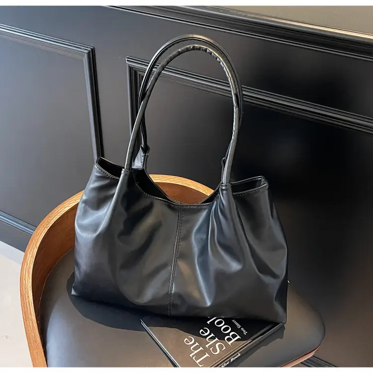 Black Leather Tote Bag for Daily Commute & School — feature 26