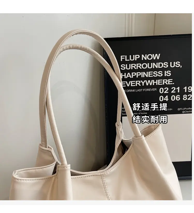 Black Leather Tote Bag for Daily Commute & School — feature 4