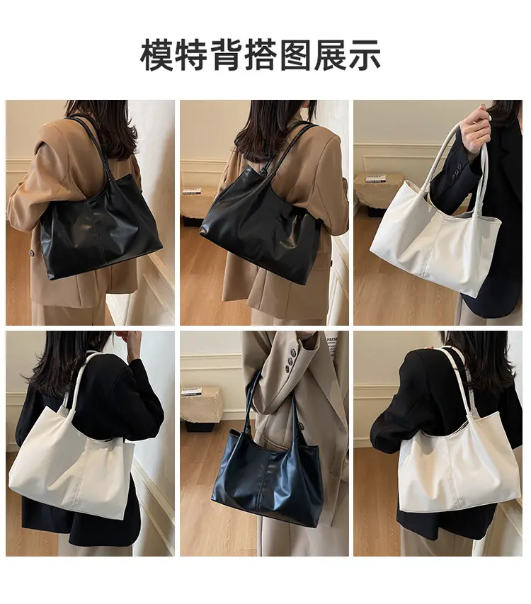 Black Leather Tote Bag for Daily Commute & School — feature 8