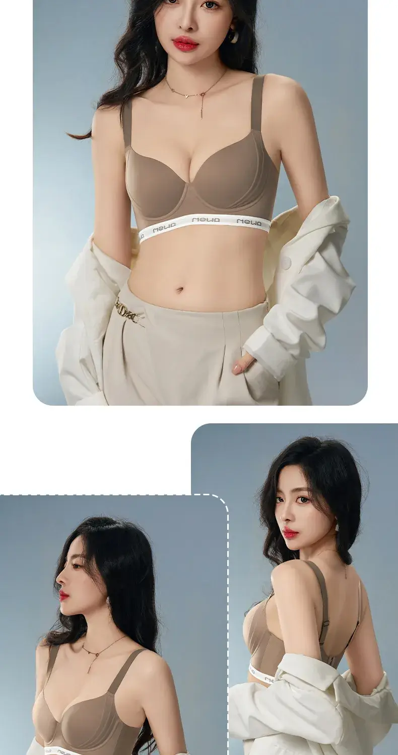 Women's Red Tilting Seamless Bra Large Chest Small No Steel Ring — feature 16