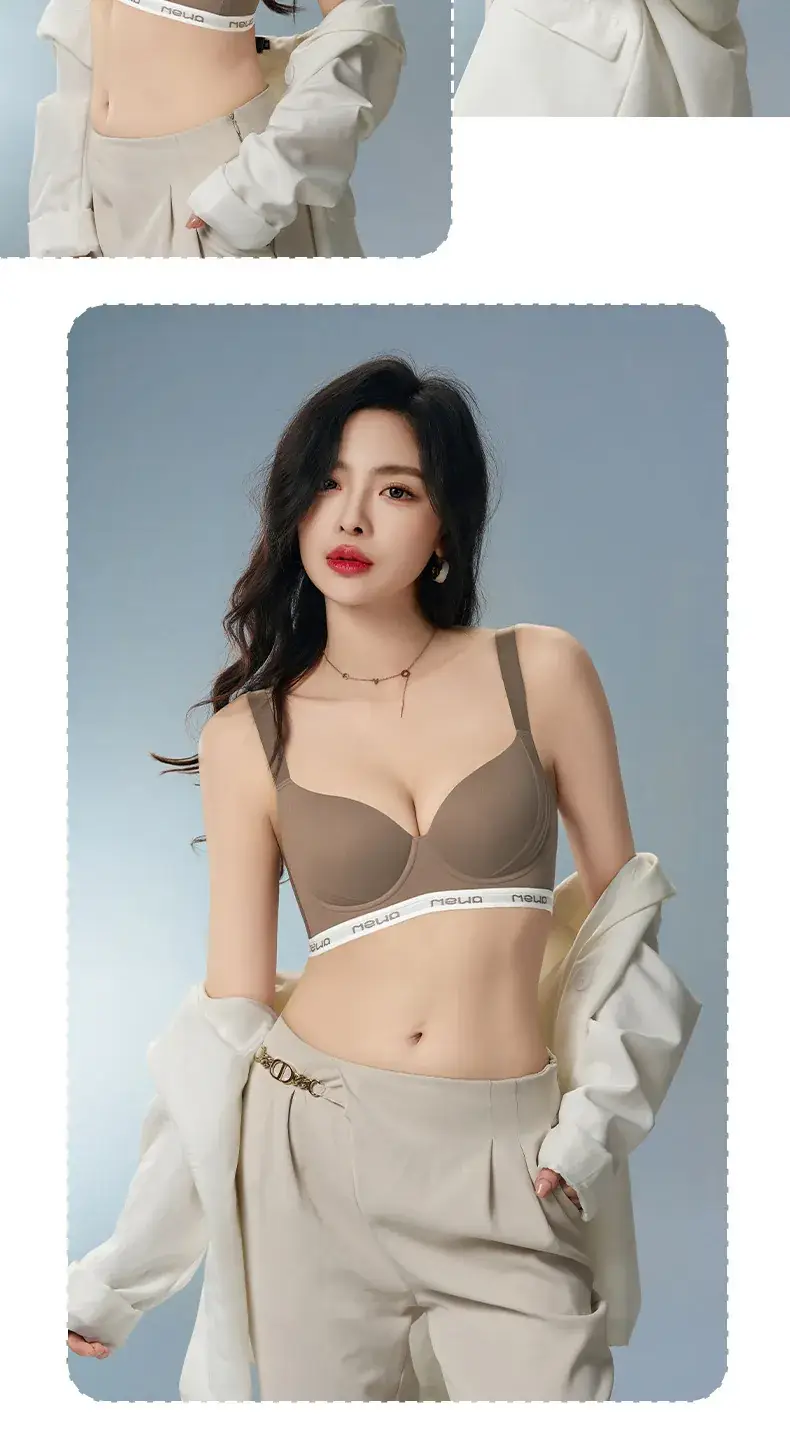 Women's Red Tilting Seamless Bra Large Chest Small No Steel Ring — feature 17