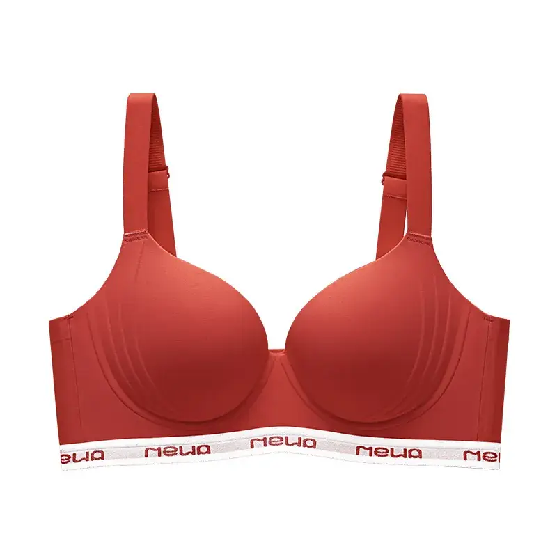 Women's Red Tilting Seamless Bra Large Chest Small No Steel Ring - Image 6