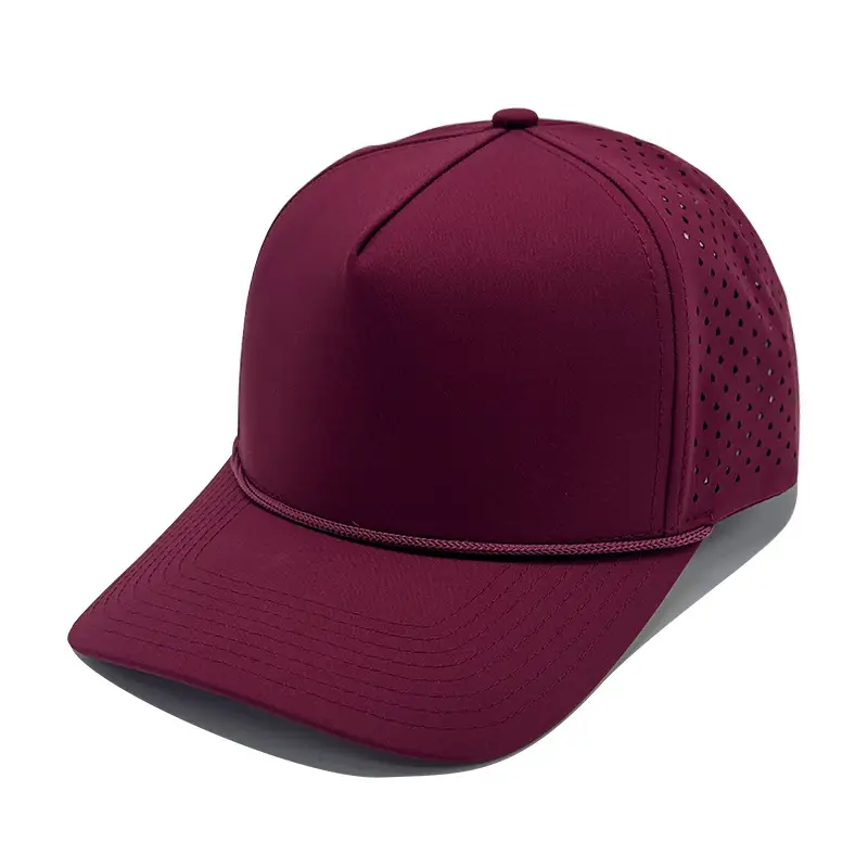 Maroon Embroidered Baseball Cap with Mesh Back - Image 6