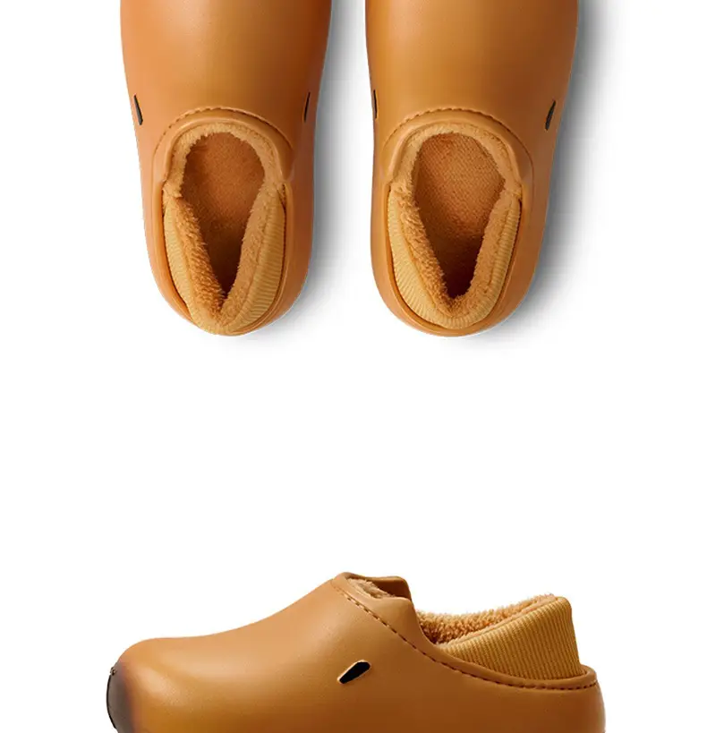 Women Winter Fleece Lined Heel Slippers Brown — feature 13