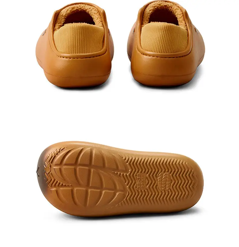 Women Winter Fleece Lined Heel Slippers Brown — feature 15