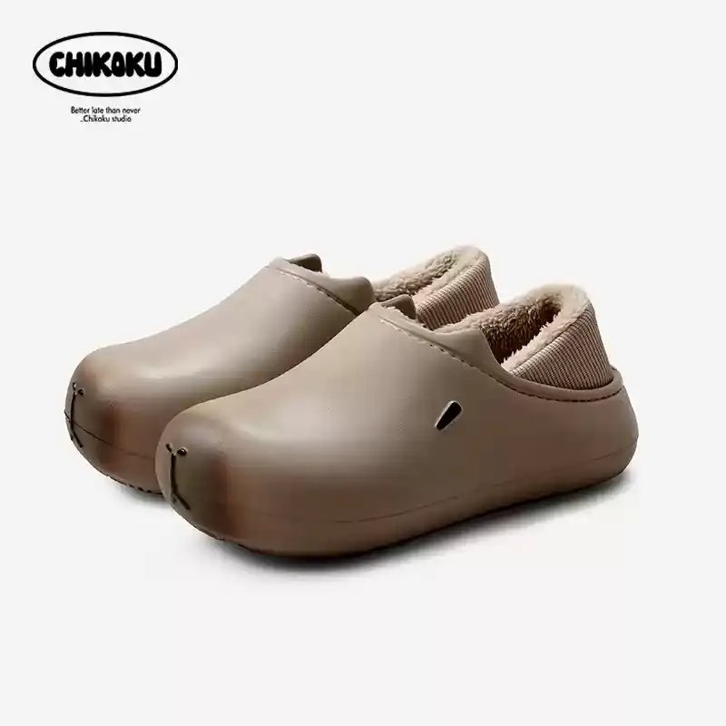 Women Winter Fleece Lined Heel Slippers Brown - Image 2