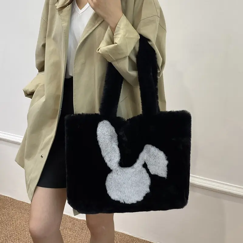Furry Women's Plush Rabbit Handbag Winter Commute