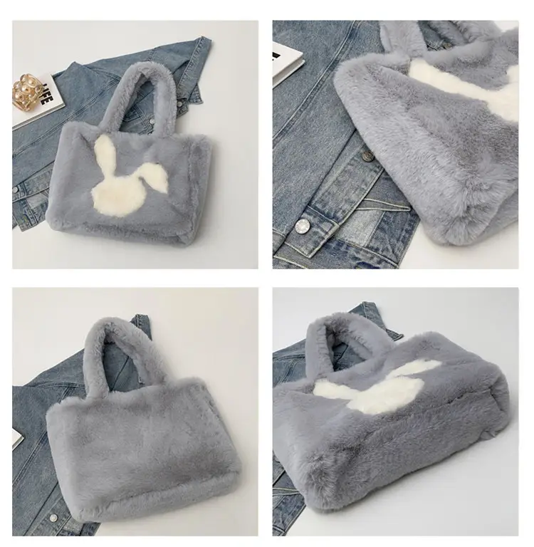 Furry Women's Plush Rabbit Handbag Winter Commute — feature 8