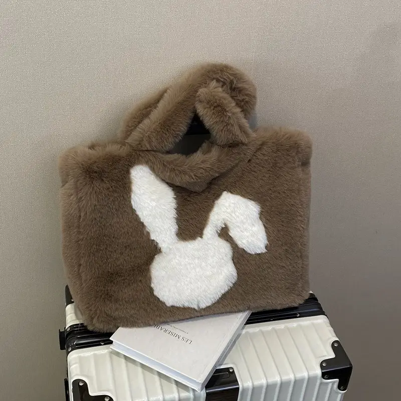 Furry Women's Plush Rabbit Handbag Winter Commute