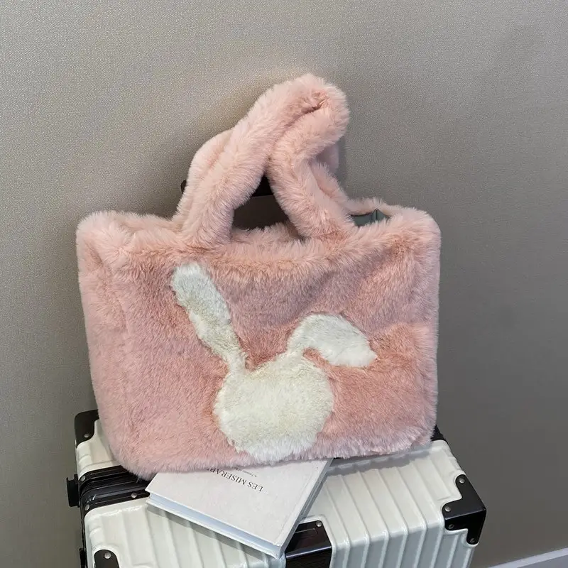 Furry Women's Plush Rabbit Handbag Winter Commute