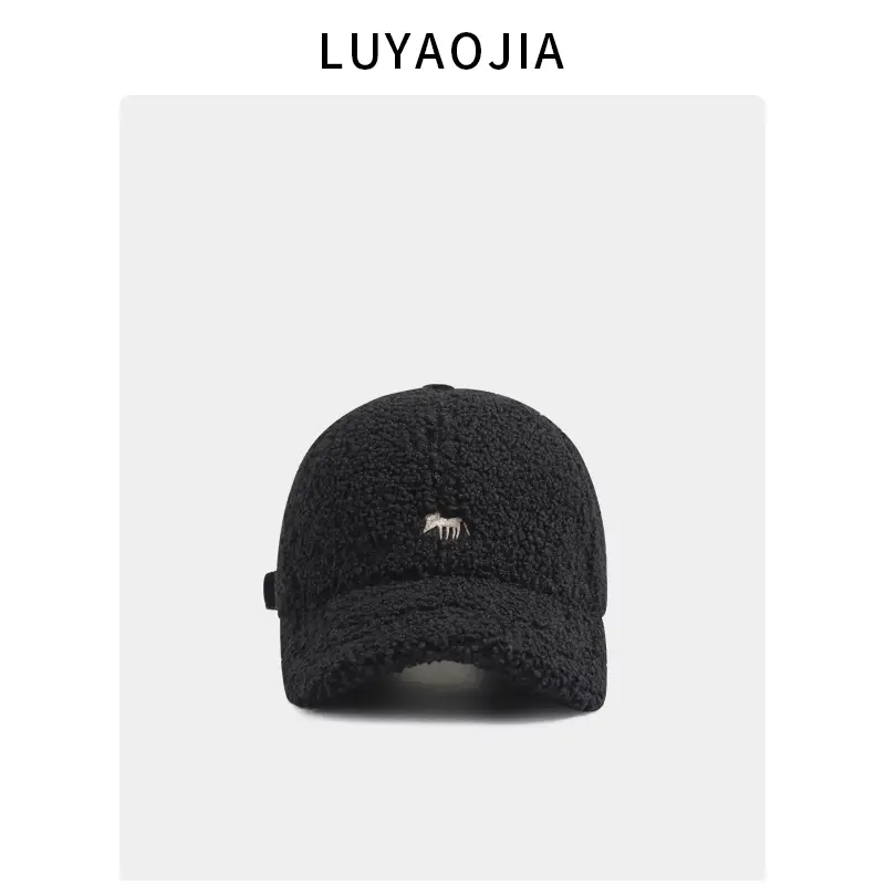 Fox Embroidered Wool Cap Women Winter Warm Face Show