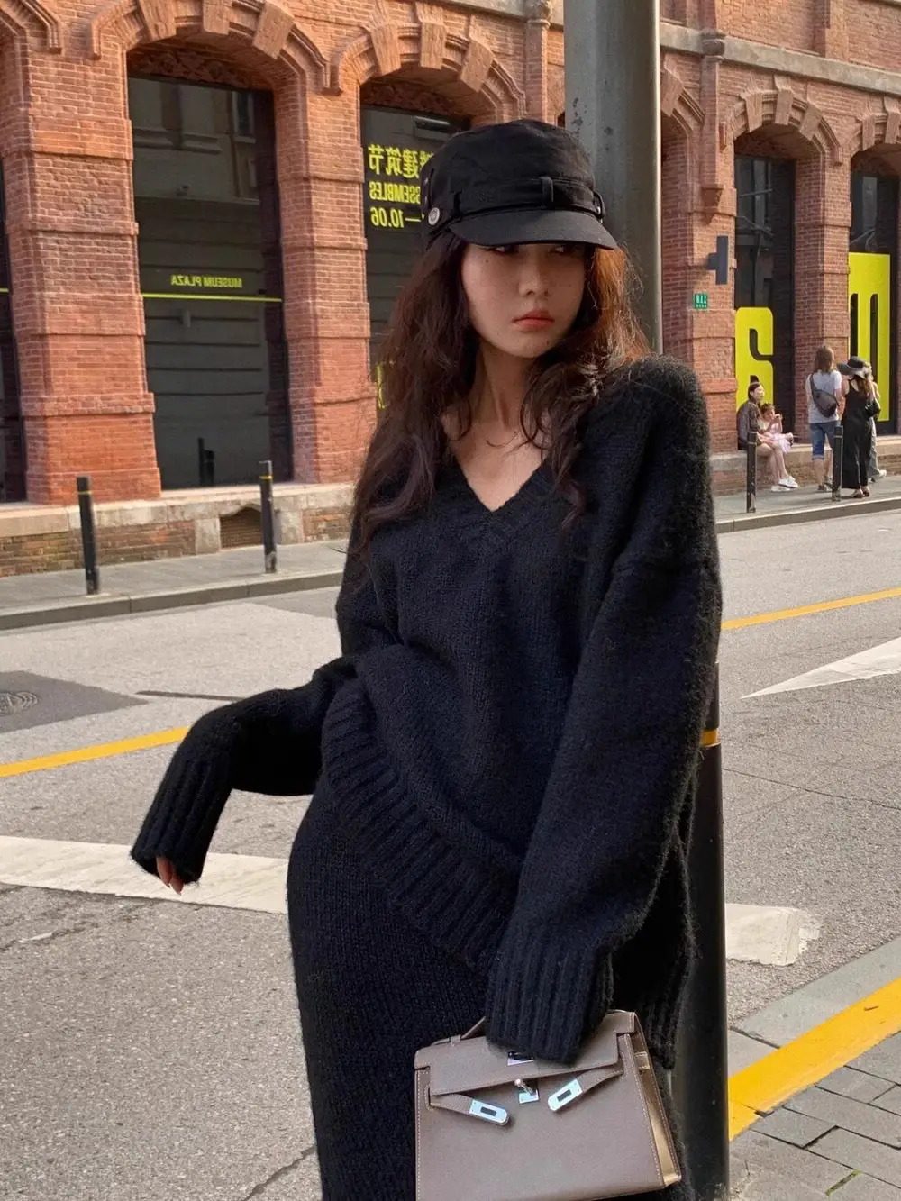 Lazy Style Sweater Suit Skirt for Women Autumn and Winter V Neck Pullover Knitted Top Half Skirt Fashion Two-Piece Set — feature 10