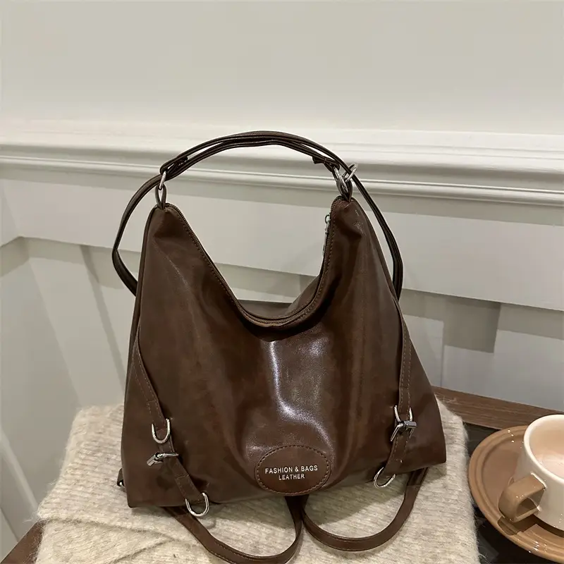 Brown Leather Multi-Purpose Shoulder Bag for Women - Image 5