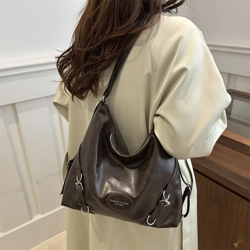Brown Leather Multi-Purpose Shoulder Bag for Women - Image 6