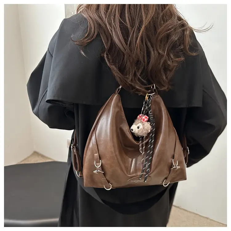 Brown Leather Multi-Purpose Shoulder Bag for Women — feature 11