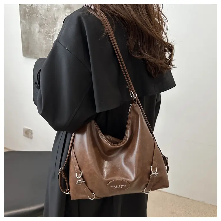 Brown Leather Multi-Purpose Shoulder Bag for Women — feature 13