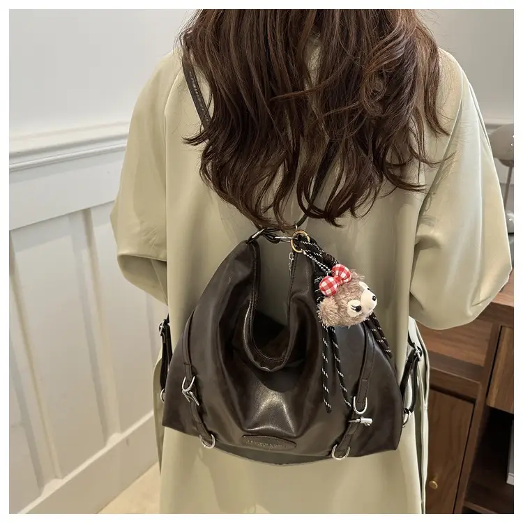 Brown Leather Multi-Purpose Shoulder Bag for Women — feature 15