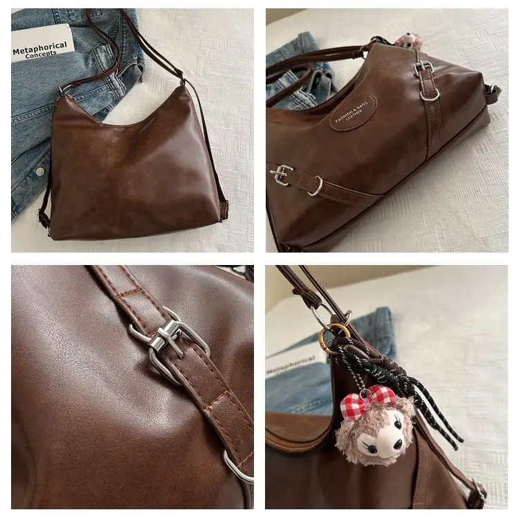 Brown Leather Multi-Purpose Shoulder Bag for Women — feature 8